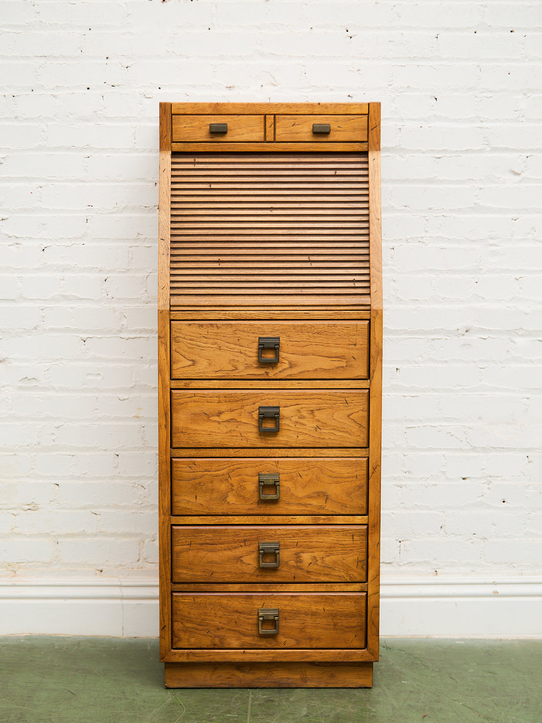 Oak Vintage Narrow Secretary Desk