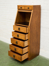 Load image into Gallery viewer, Oak Vintage Narrow Secretary Desk
