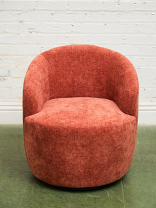 Aria Burnt Chenille Orange Swivel Chair