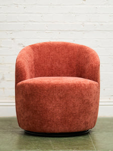 Aria Burnt Chenille Orange Swivel Chair