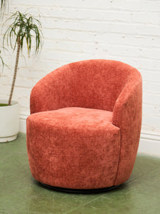 Aria Burnt Chenille Orange Swivel Chair