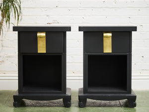 Black Vintage Pair of Nightstands
