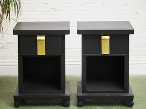 Black Vintage Pair of Nightstands