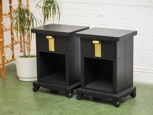 Black Vintage Pair of Nightstands