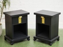 Load image into Gallery viewer, Black Vintage Pair of Nightstands
