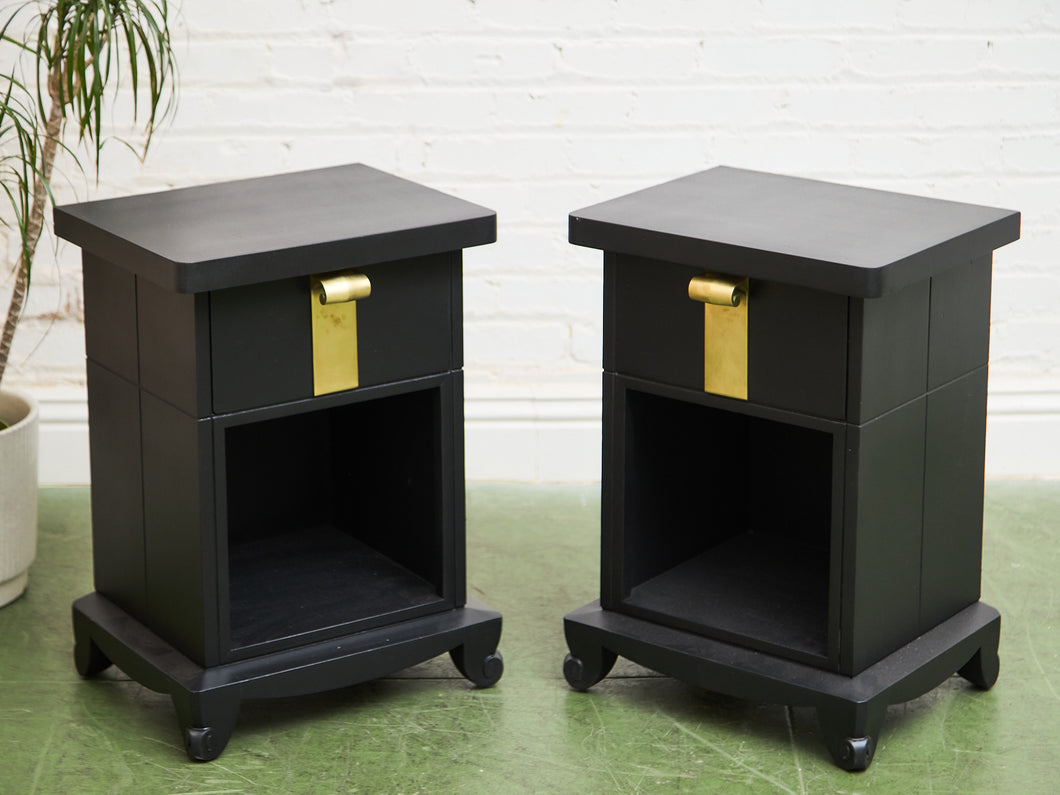 Black Vintage Pair of Nightstands
