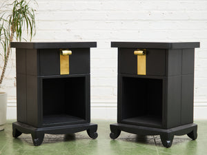 Black Vintage Pair of Nightstands