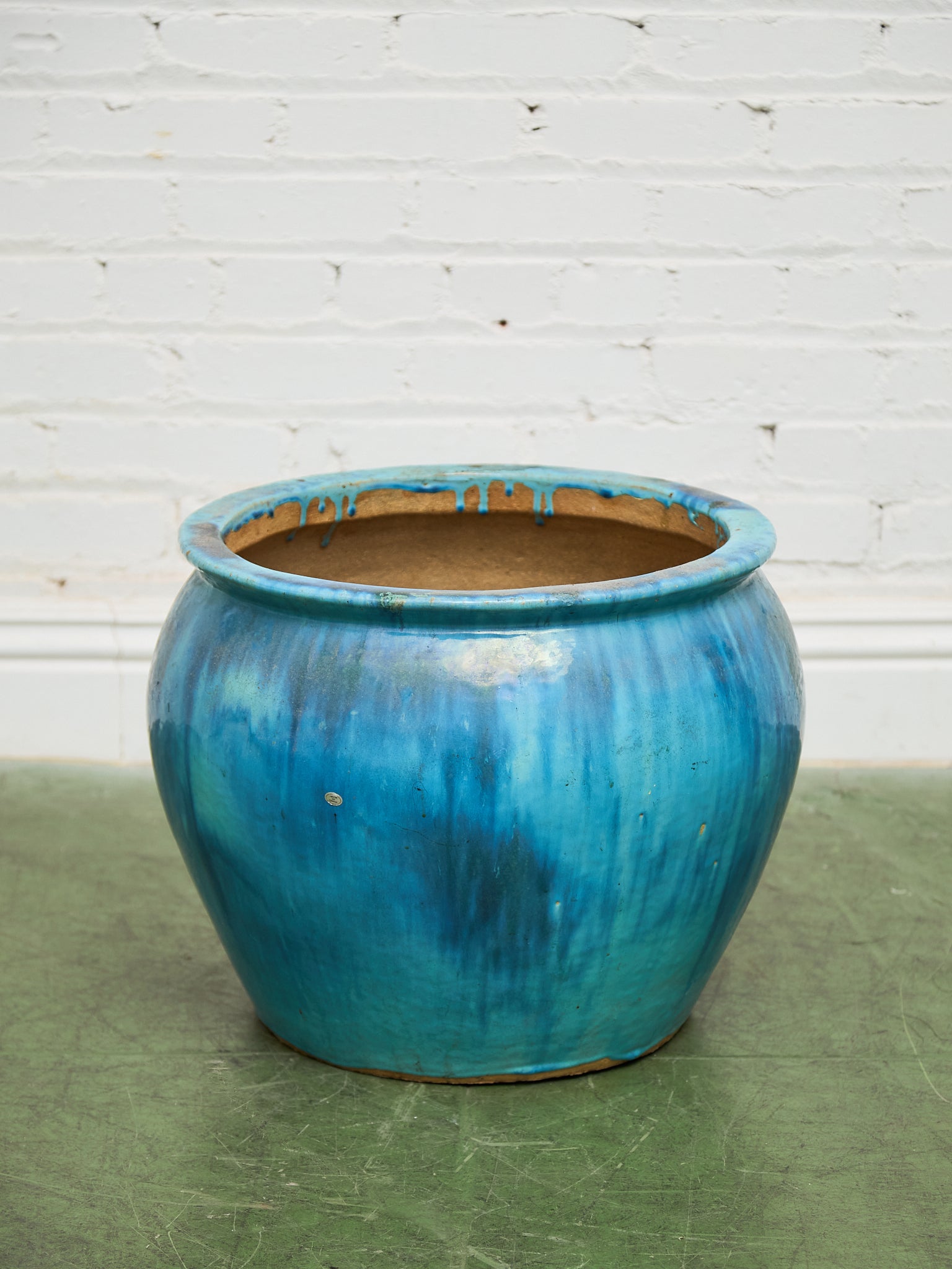 large blue ceramic plant pots outdoor Late Qing Dynasty Period South Sea Blue Glazed Ceramic Planter – Sunbeam Vintage