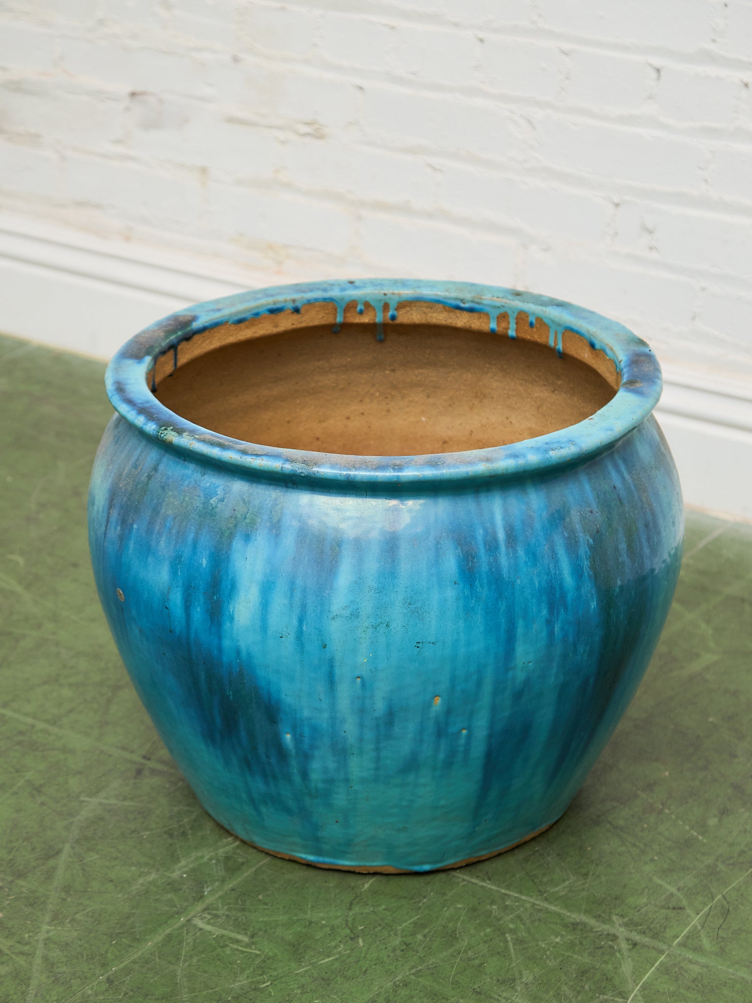 ceramic planter pots large Late Qing Dynasty Period South Sea Blue Glazed Ceramic Planter – Sunbeam Vintage