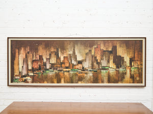 Huge Maio Mid Century Modern New York City Skyline by Turner Wall Art 1970s Retro Vintage Abstract Cityscape Artwork