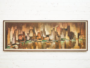 Huge Maio Mid Century Modern New York City Skyline by Turner Wall Art 1970s Retro Vintage Abstract Cityscape Artwork