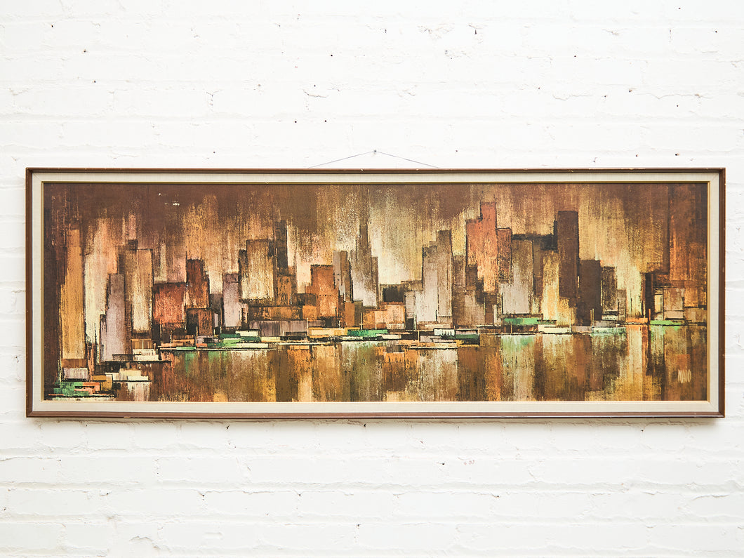 Huge Maio Mid Century Modern New York City Skyline by Turner Wall Art 1970s Retro Vintage Abstract Cityscape Artwork