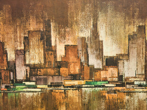 Huge Maio Mid Century Modern New York City Skyline by Turner Wall Art 1970s Retro Vintage Abstract Cityscape Artwork