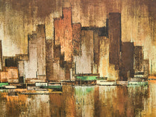 Load image into Gallery viewer, Huge Maio Mid Century Modern New York City Skyline by Turner Wall Art 1970s Retro Vintage Abstract Cityscape Artwork
