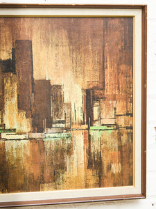 Huge Maio Mid Century Modern New York City Skyline by Turner Wall Art 1970s Retro Vintage Abstract Cityscape Artwork