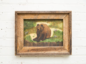 Vintage Bear Oil Painting