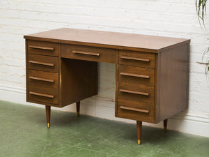 Vintage Walnut Double Pedestal Desk