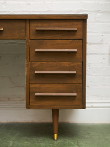 Vintage Walnut Double Pedestal Desk