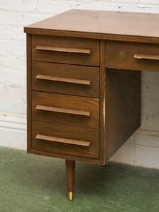Vintage Walnut Double Pedestal Desk