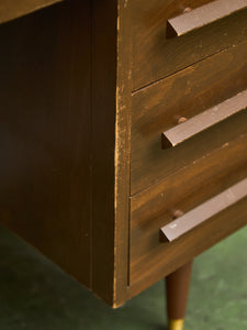Vintage Walnut Double Pedestal Desk