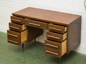 Vintage Walnut Double Pedestal Desk