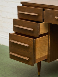 Vintage Walnut Double Pedestal Desk