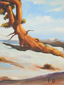 Bristlecone Pine, in a mountainous, windswept landscape Acrylic Painting