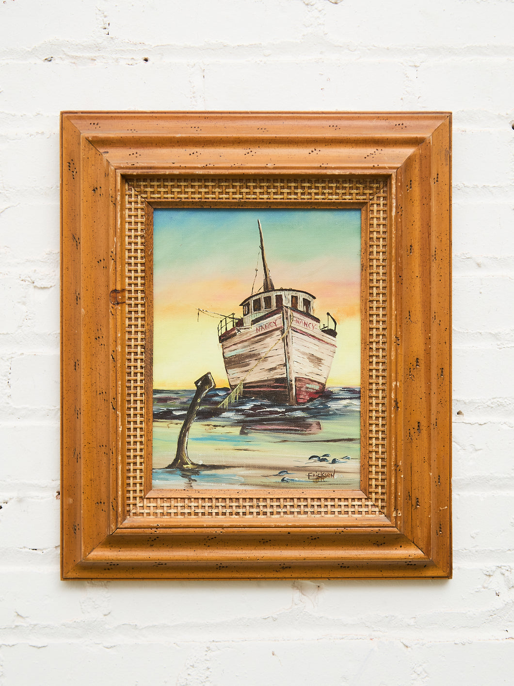 Beached Boat “Nancy” at Sunset signed Ericson