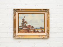 Load image into Gallery viewer, Cottage by the Fields impressionist Vintage Oil Landscape

