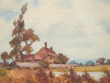 Load image into Gallery viewer, Cottage by the Fields impressionist Vintage Oil Landscape
