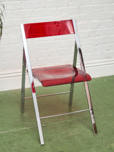 Load image into Gallery viewer, Vintage Red Cherry Acrylic Lucite Chrome Folding Chair
