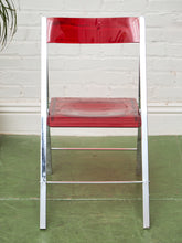 Load image into Gallery viewer, Vintage Red Cherry Acrylic Lucite Chrome Folding Chair

