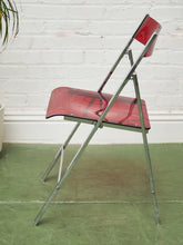 Load image into Gallery viewer, Vintage Red Cherry Acrylic Lucite Chrome Folding Chair
