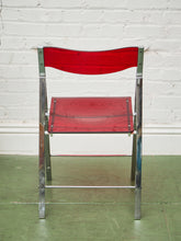 Load image into Gallery viewer, Vintage Red Cherry Acrylic Lucite Chrome Folding Chair
