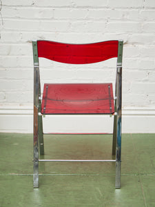 Vintage Red Cherry Acrylic Lucite Chrome Folding Chair
