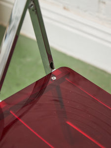 Vintage Red Cherry Acrylic Lucite Chrome Folding Chair
