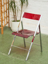 Load image into Gallery viewer, Vintage Red Cherry Acrylic Lucite Chrome Folding Chair
