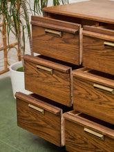 Load image into Gallery viewer, Lane Pecan Wood 9 Drawer Dresser
