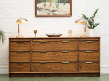 Load image into Gallery viewer, Lane Pecan Wood 9 Drawer Dresser
