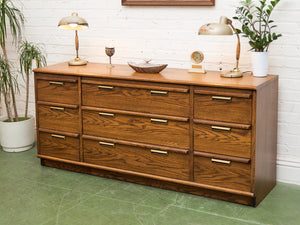 Lane Pecan Wood 9 Drawer Dresser