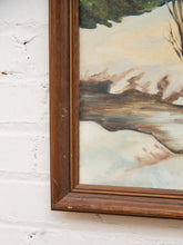 Load image into Gallery viewer, Vintage Winter Stream Through the Birch Trees Painting
