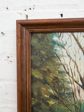 Load image into Gallery viewer, Vintage Winter Stream Through the Birch Trees Painting
