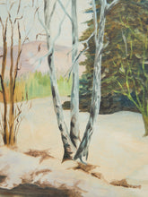 Load image into Gallery viewer, Vintage Winter Stream Through the Birch Trees Painting
