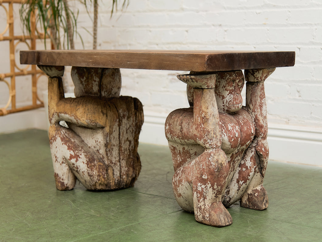 Monkey Vintage Rustic Wood Coffee Table