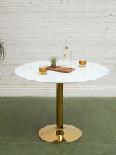 Load image into Gallery viewer, Jasmine Round Brass Base Tulip Table
