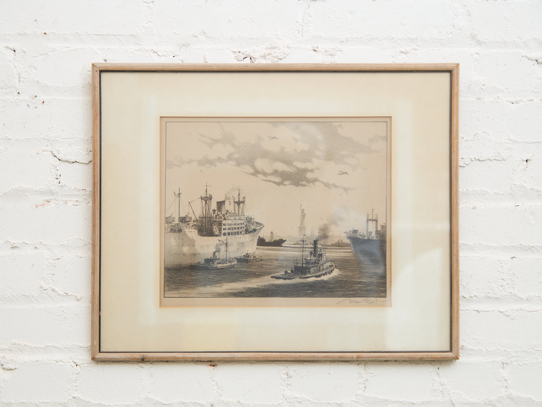 Gordon Grant - The Upper Bay-New York Lithograph Signed Original