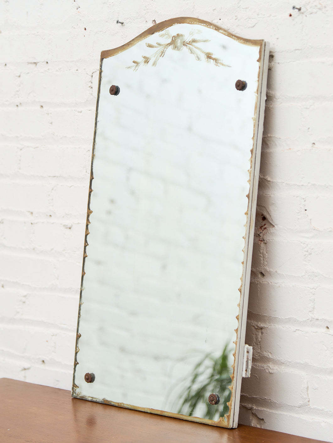Vintage Regency Monumental Beveled Shield Mirror