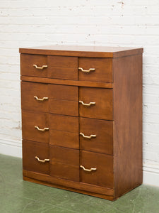 Four Drawer 1950s High Boy With Gold Hardware