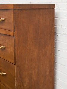 Four Drawer 1950s High Boy With Gold Hardware
