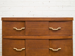Four Drawer 1950s High Boy With Gold Hardware